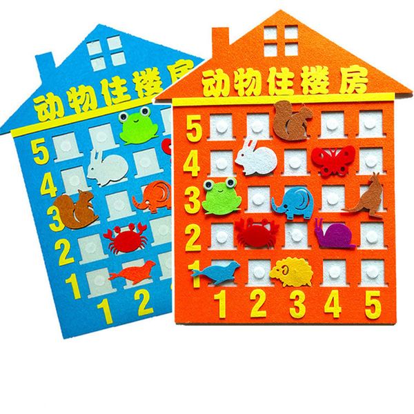 

1set handmade felt animal diy crafts toy children house number cognition toy teaching aids diy weave crafts educational toys