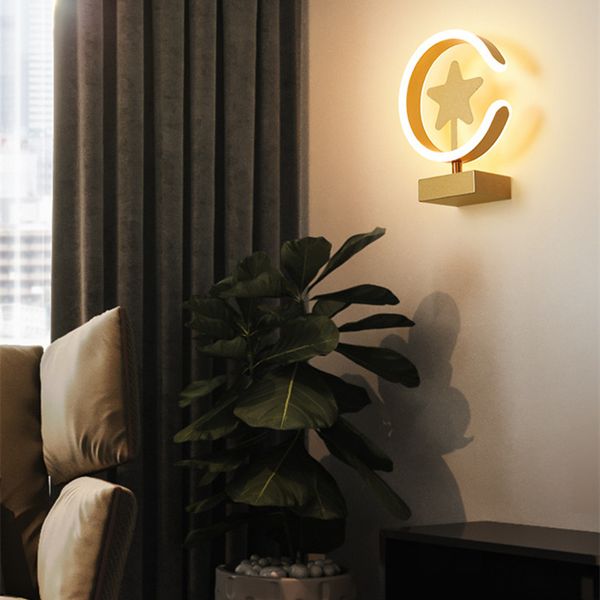

nordic wall lamp creative fashion star sitting room corridor background wall lamp contracted modern warm bedroom bedside