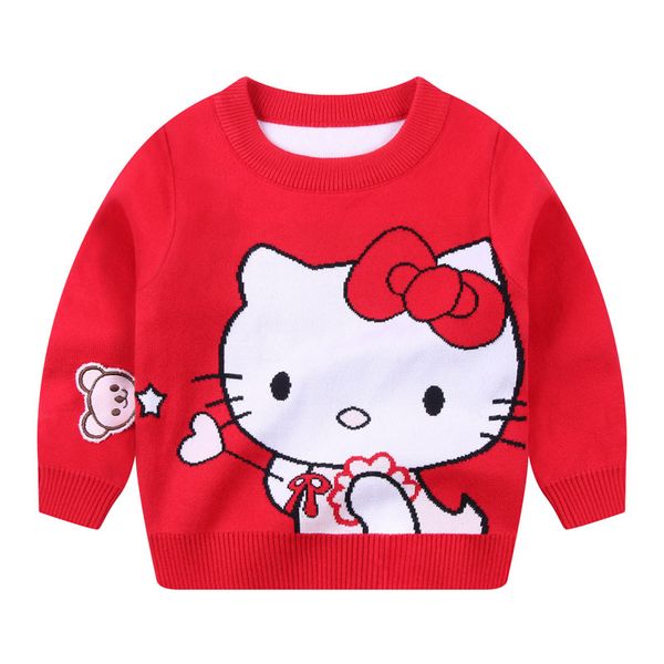 

hello kitty baby girls sweaters children clothing knitted sweater cotton autumn winter pullovers o-neck kids clothes causal, Blue