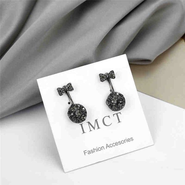 

black color crystal earrings bow knot design personalized cute rhinestone earrings statement earrings gift for girl wholesale, Silver