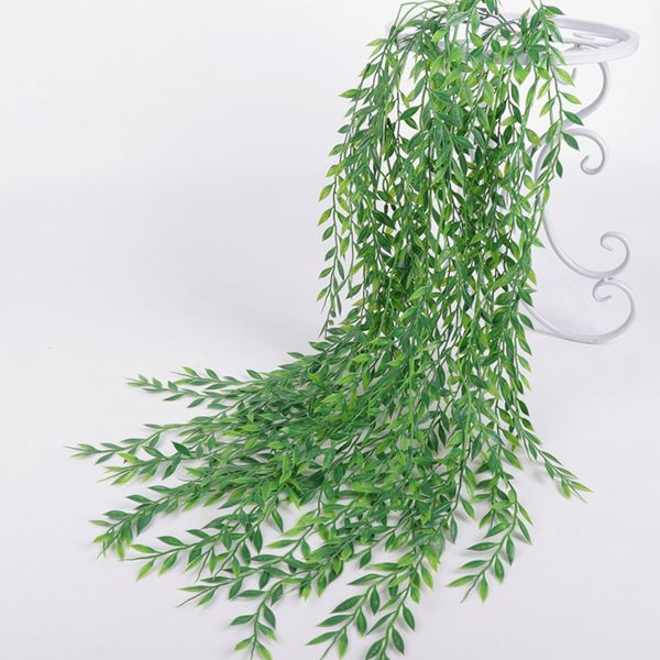 

55cm artificial flowers rattan fake leaves wall hanging green rattan for home garden decoration green willow leaves vine plants