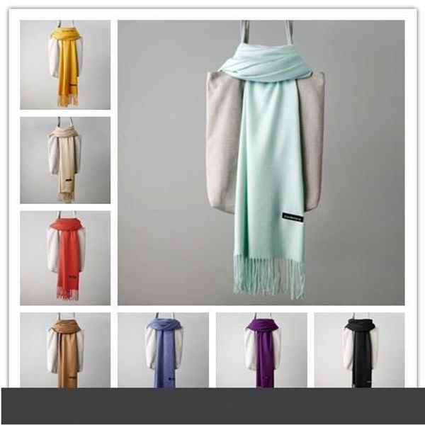

1 шт сплошной кашемировый шарф 24 цвета осень зима простые кисточки шарф мужчины и женщины пашмина 200*65 см классический кашемировый платок, Blue;gray