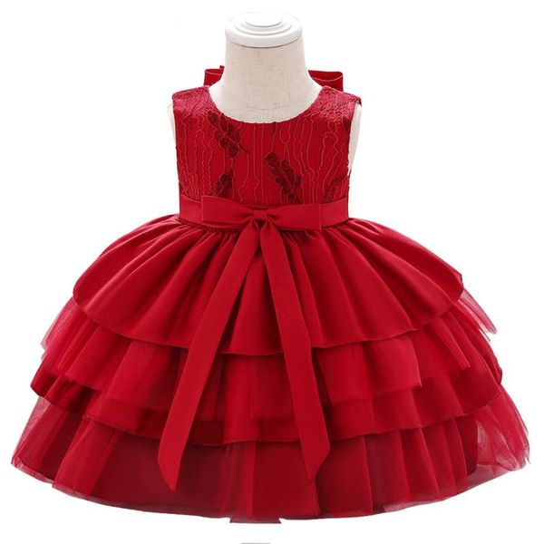 

2020 new baby girl birthday dress lovely newborn dress beautiful lace gauze pgraphy 3-24, Red;yellow