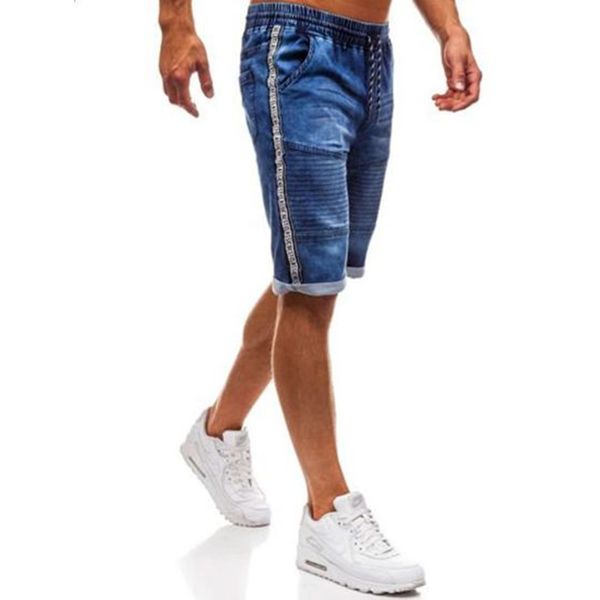 

летняя мода повседневная slim fit джинсовые короткие мужские стрейч короткие джинсы новые эластичные джинсовые шорты мужской одежды брюки, Blue