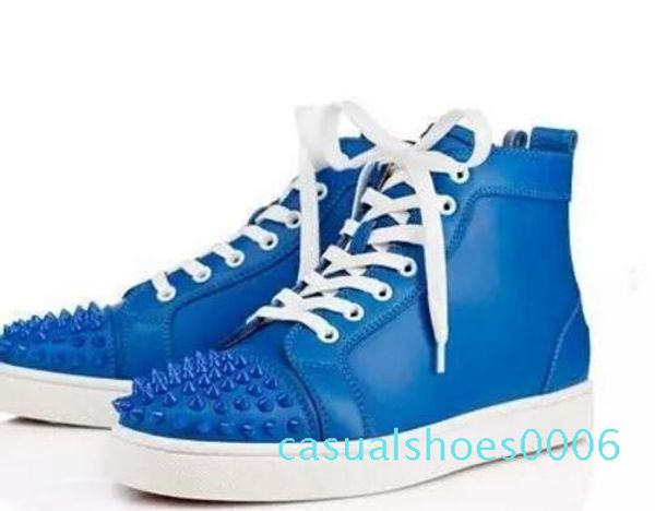 

new casual original spikes no limit strass leather mens sneakers fashion red bottom high men shoes 36-47 drop shipping c06, Black