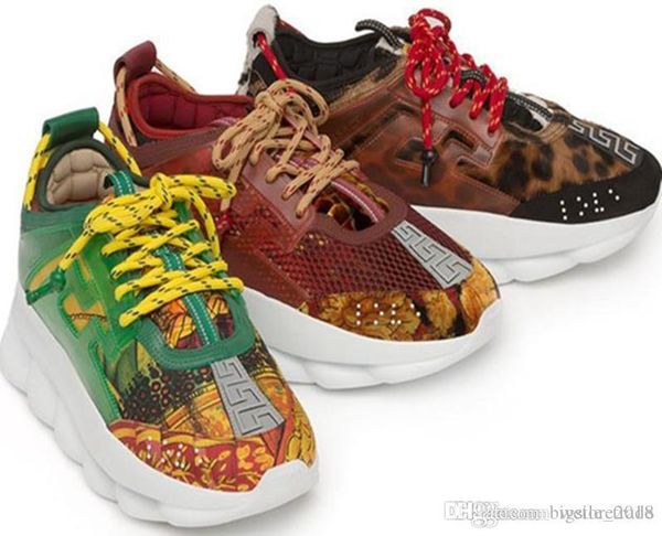 

2019 new chain reaction casual ladies designer shoes mens womens fashion district medusa link-embossed sole trainers zapatos des chaussures, Black