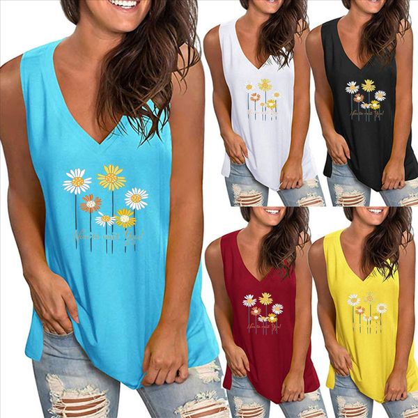 

printed loose v-neck sleeveless female printed loose t-shirt v-neck sleeveless t-shirt female, White