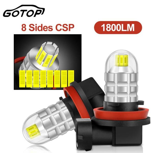 

2pcs 24pcs 8 sides csp chips h8 h11 car led bulbs lamp 9005 hb3 9006 hb4 1800lm 6000k white auto car fog light styling 6000k