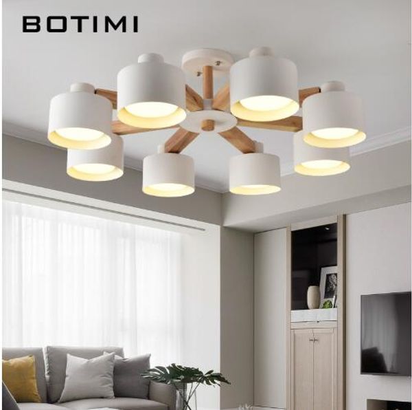 Lampadario a LED nordico con paralume in ferro per soggiorno 220V Illuminazione moderna in legno con lustri in legno