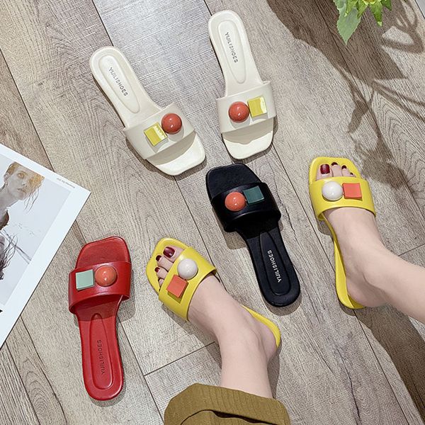 

тапочки повседневный лето женская обувь слайды низкая сланцевый женский пляж pantofle soft sabot flat 2020 мода пряжка ремешка, Black