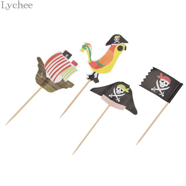 

lychee 40pcs/set cartoon pirate captain cake ers for baby shower cake er birthday party decoration supplies