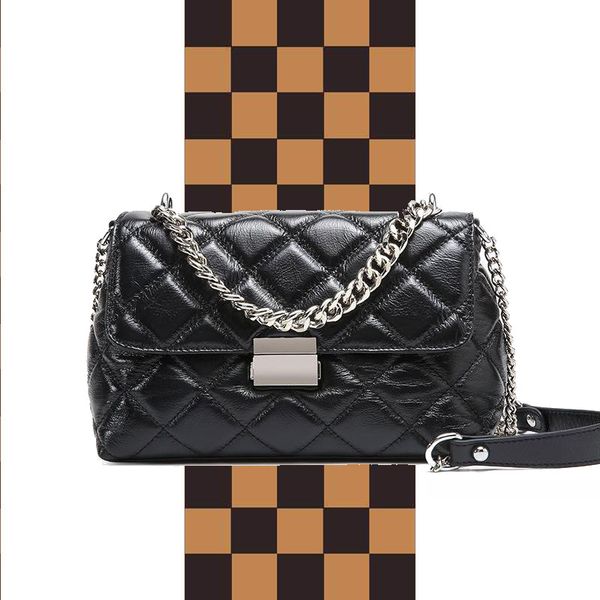 

2020 новых дамы плеча сумки реальной кожи овчины алмаз сумка металл кожа цепь сумка