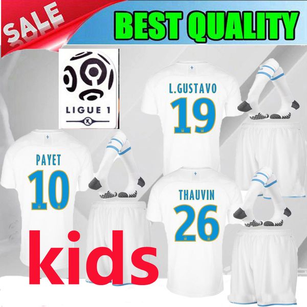 

2019 thailand olympique de mar eille kid home occer jer ey 19 20 mar eille payet l gu tavo thauvin football hirt 2020 child white hirt