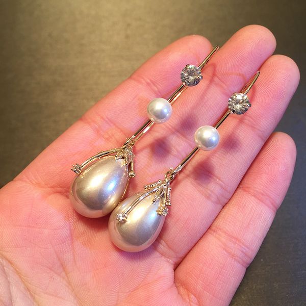

christmas earrings web celebrity teardrop-shaped original hand made new manual winding french small pearl earrings, Silver
