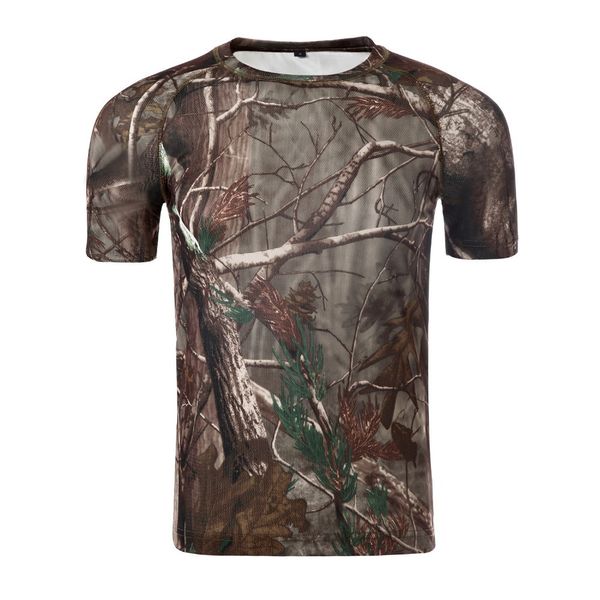 

new outdoor hunting t-shirt men breathable army tactical combat t shirt dry sport camo camp tees-tree camouflage, Gray;blue