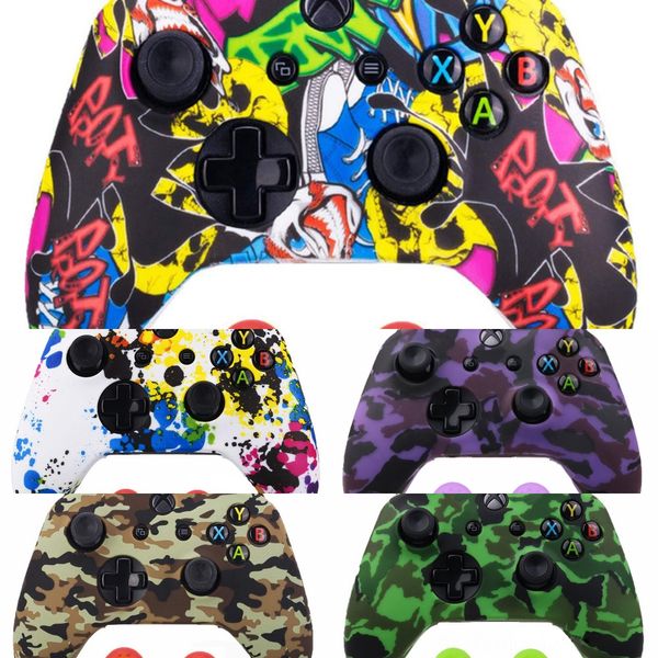 

chfey camouflage camo silicone protective skin xbox rubber for sleeve cover case one x s controller protector