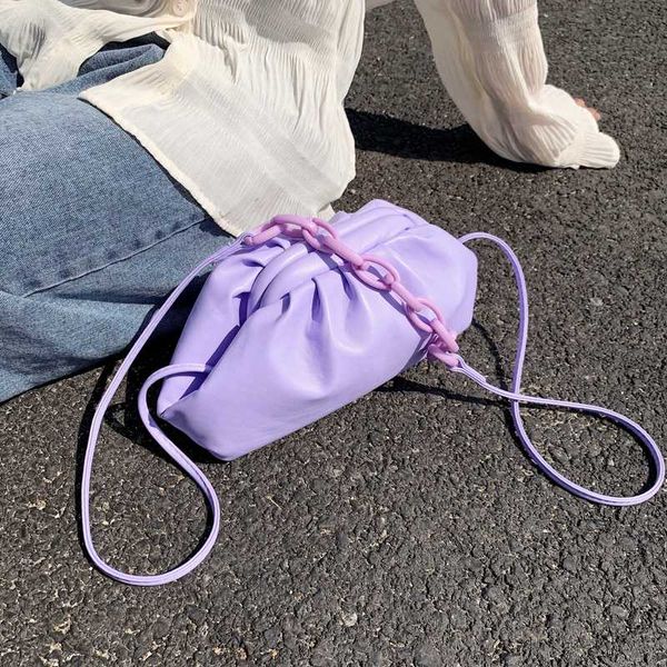 

2020 hobos chain crossbody bags for women fashion pu leather handbags candy color clutch daily purse lady messenger shoulder bag