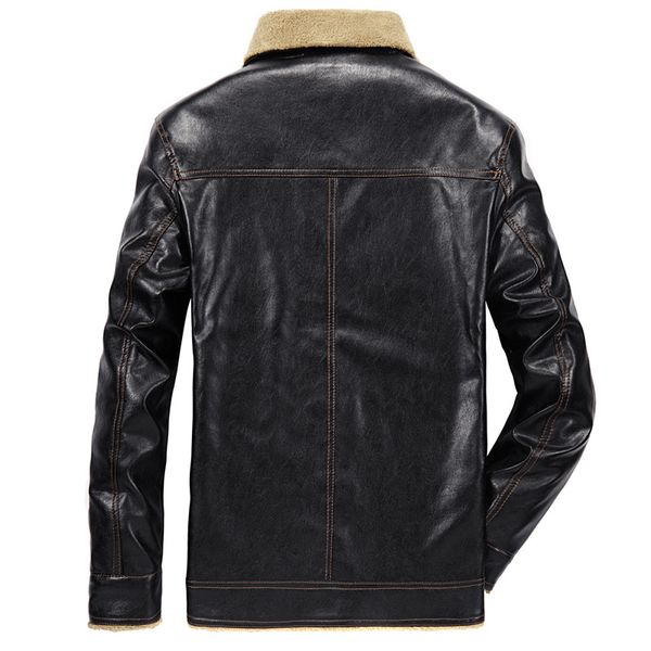 

2018 new men's leather jacket pu coats mens brand clothing thermal outerwear winter fur male fleece jackets rs-260, Black;brown