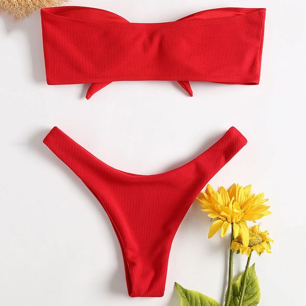 

swim swimsuits for women bikinis 2019 push up padded scoop neck woman ear solid color brazilian bikini set maillot de bain femme, White;black