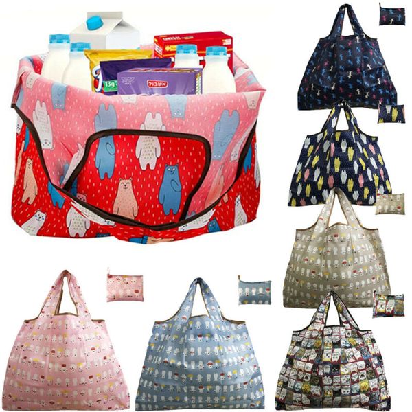

eco reusable shopping bag animal print shopper handles tote bags for women portable foldaway waterproof shopping bag