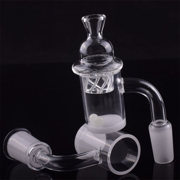 

DHL Latest XL Flat Top 4mm Opaque Bottom Quartz Banger Nail With Glass UFO Spinning Cyclone Carb Cap and Luminous Terp Pearl Ball