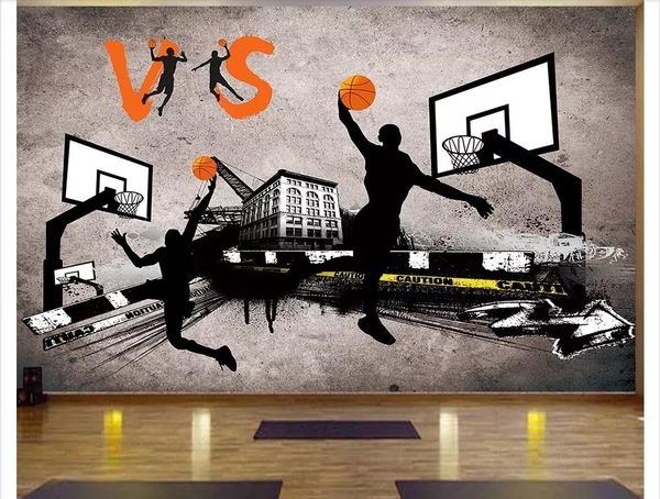 

customized 3d stereo sports gym p wall paper mural basketball sport indoor outdoor activity competition background papel de parede