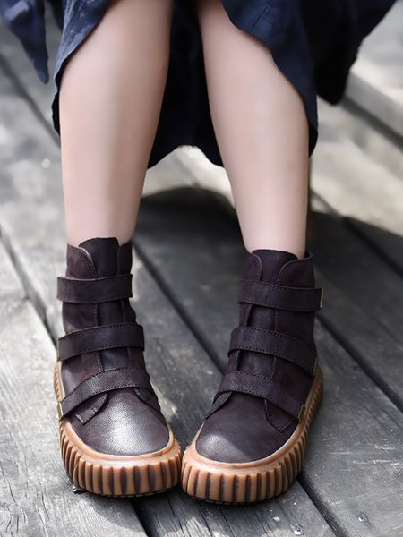 

artmu original autumn winter new thick sole ankle boots genuine leather casual boots student's shoes platform, Black