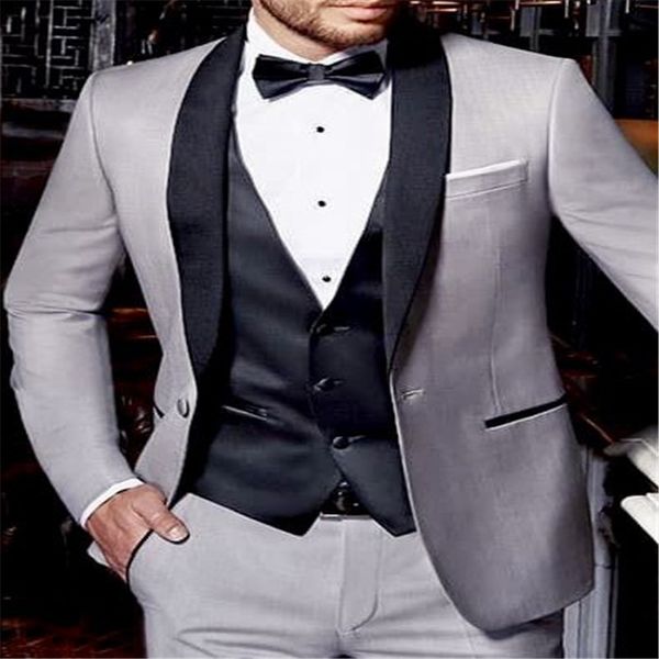 

men's suits & blazers men slim fit tuxedos groom wedding for grey black shawl lapel costume homme mariage man blazer 3 pieces, White;black
