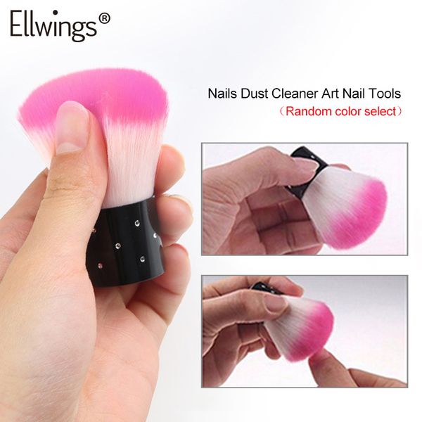 

ellwings uv gel soft nail cleaning brush nail art manicure tools dust cleaner random color send make up remove dust, Yellow