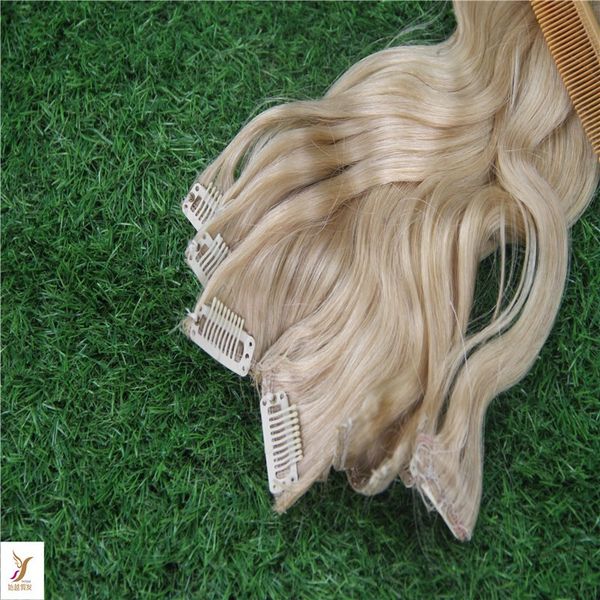 Platinum Blonde Color Clip In Hair Extensions 100ghuman Hair Weave