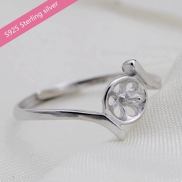 

genuine super classic zircon pearl rings holder 925 sterling silver pearls rings jewelry fittings diy women jewelry findin cc003, Blue;slivery