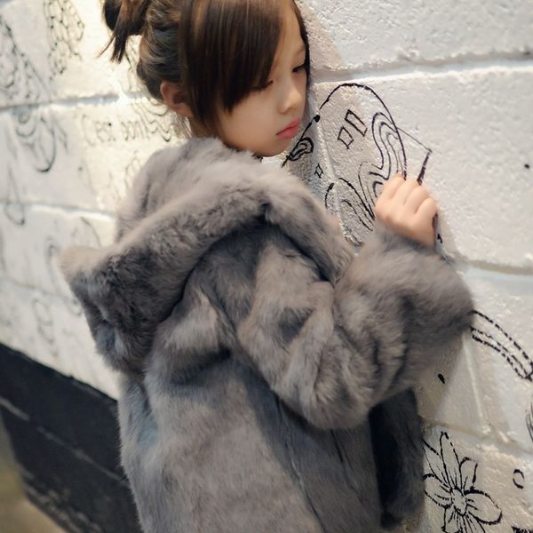 

fashion children real fur coat outwear kids girls winter natural 100% real fur long warm jacket coat for girls, Blue;gray