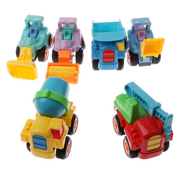 

6pcs mini cartoon inertial engineering car diecast vehicles models toy gift