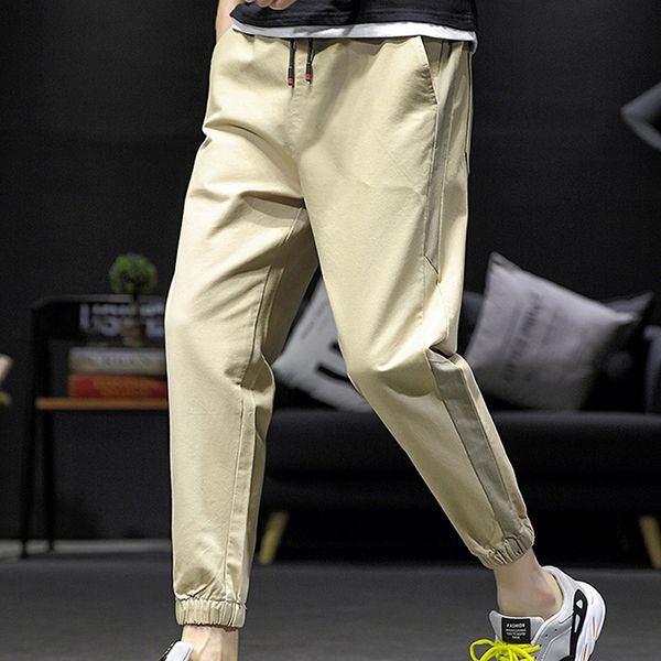 

men casual pants joggers fitness men sportswear tracksuit bottoms skinny sweatpants trousers running jogger track pants khaki, Black
