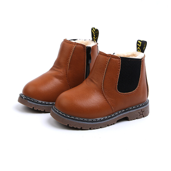 

children' martin boots men 1-5 years and a half 2 plus velvet thickening 3 girls boots 4 infant toddler shoes warm cotton, Black;grey