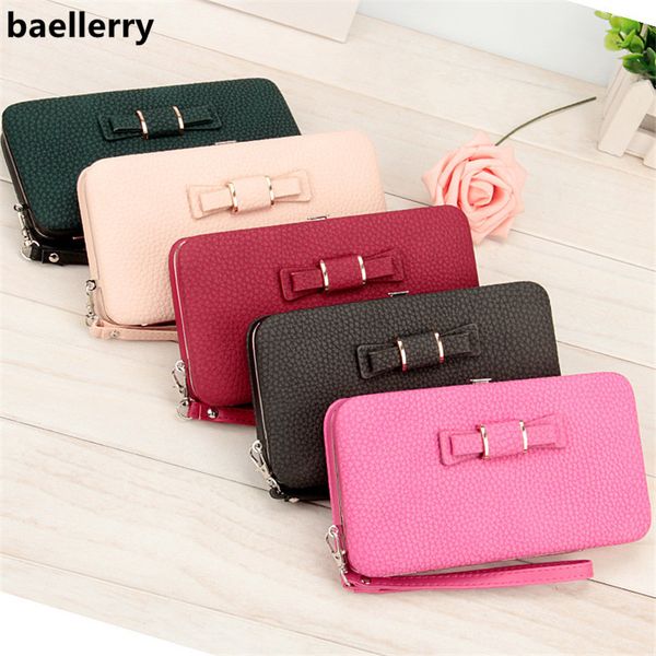 

new fashion women wallets long style multi-functional wallet purse fresh pu leather female clutch card holder large capacity, Red;black