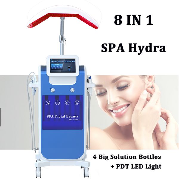 

8 in 1 spa hydrafacial oxygen jet machine bio face lift diamond microdermabrasion pdt led oxygen facial skin moisturzing, Black;white