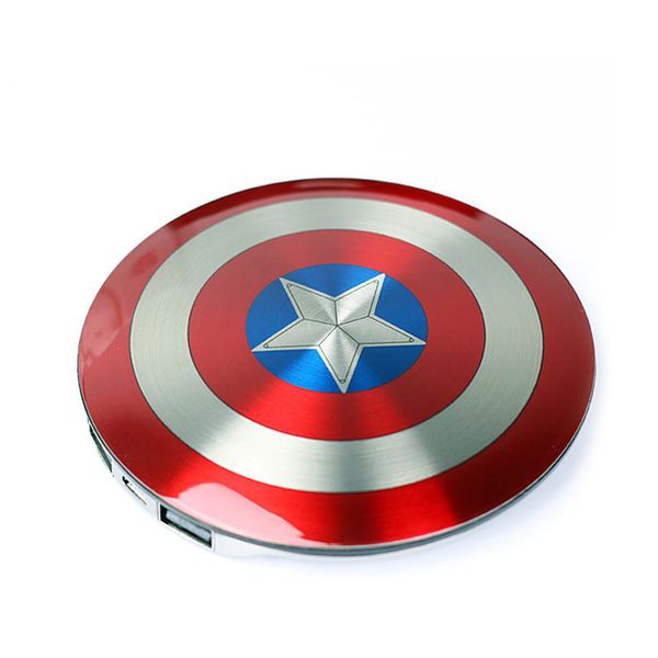 

Captain America Shield Portable Source Cool Fashion Personality Charging Treasure Double USB Power Bank for Gift Originality 6800mAh 103mm