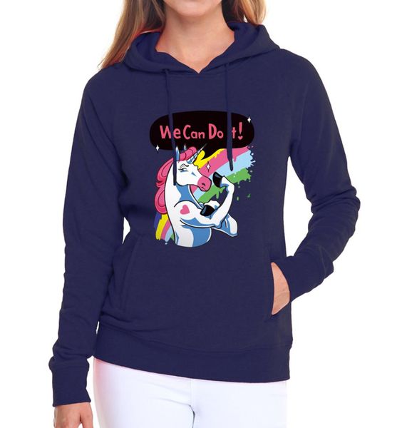 

funny we can do it printed hoodies femme novelty hipster woman's sweatshirts women 2019 autumn winter fleece fitness tracksuits, Black