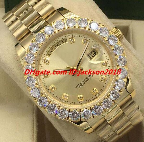 

Free Shipping Luxury Watch 5 Style Mens Two Tone Bigger Diamond BEZEL Watch 18K Gold 43mm Automatic Fashion Men's Watches Wristwatch