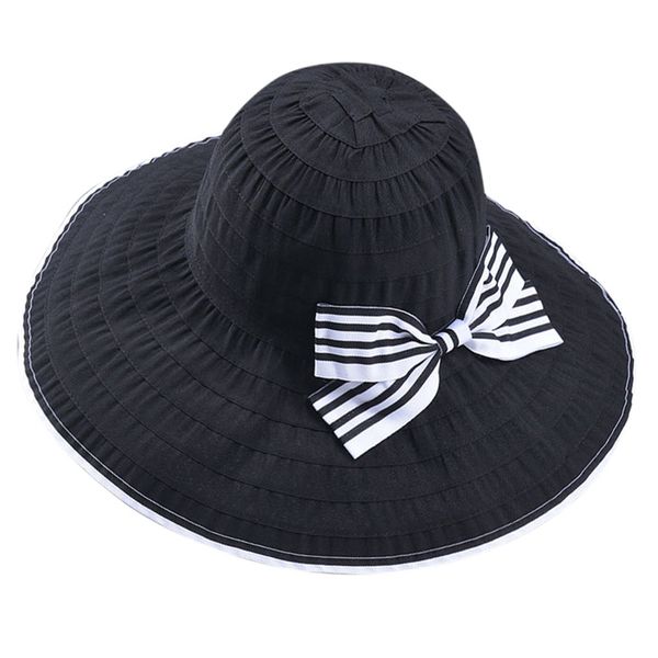 

2020 fashion summer wide women's hat for beach brimmed floppy foldable caps for women women's hat solid sun bowknot ladyhats, Blue;gray