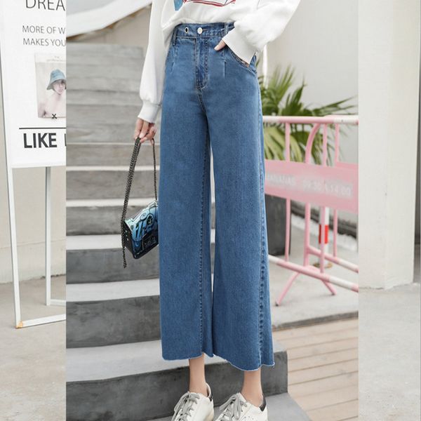 

2020 holiday young style solid woman woman baggy jeans casual pants 1049, Blue
