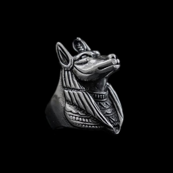 

egypt mythology death anubis 316l stainless steel ring egyptian jackal god underworld gatekeeper biker rings rock jewelry, Silver