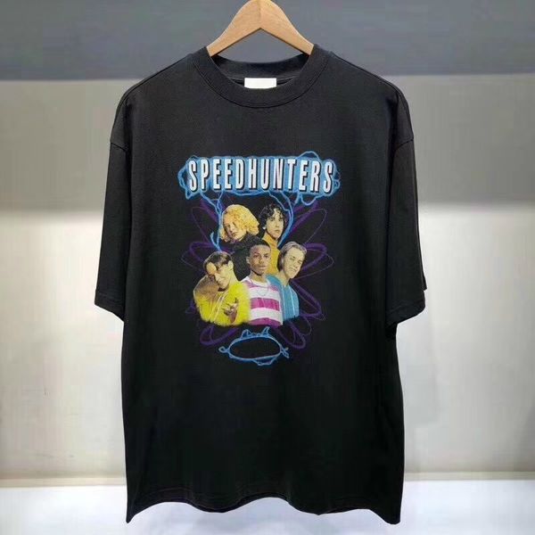 

18fw speedhunters группа шарнирной группа футболка моды негабаритного хлопок печать с коротким рукавом мужчин и женщины, пара tee hfwptx290, White;black