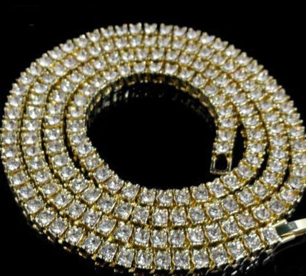 

14k figaro chains white gold iced out 1 row tennis mens silver jewelry chain hiphop necklace charms men bling steampunk necklace