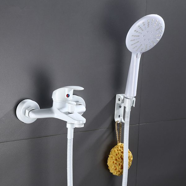 

shower faucet set bathroom brass bathtub shower faucet bath tap white painted head wall mixer tap