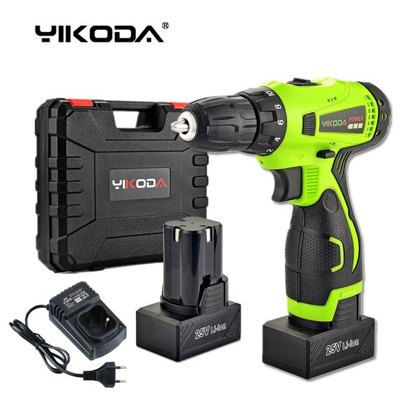 

25v cordless drill battery electric screwdriver home diy room decoration rechargeable electric drill two lithium battery plastic case