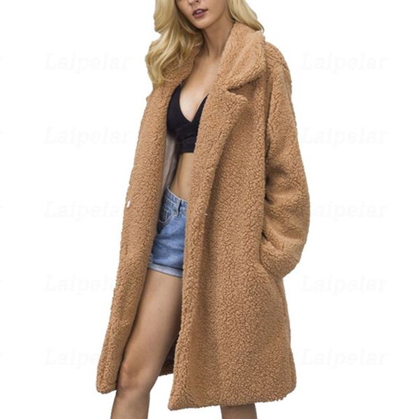 

крупногабаритное пальто тедди длинные пальто из искусственного меха куртки женские зимние пальто уличная одежда пушистый сгущает теплый иску, Black