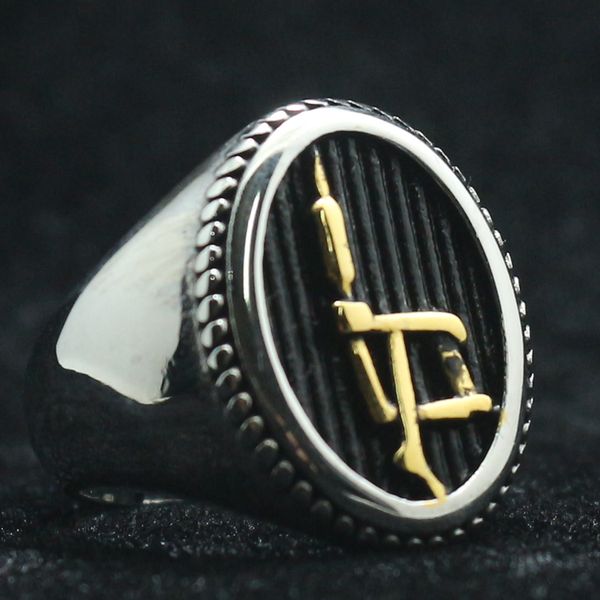 

316l stainless steel punk gothic golden tattoo gun cool ring, Golden;silver