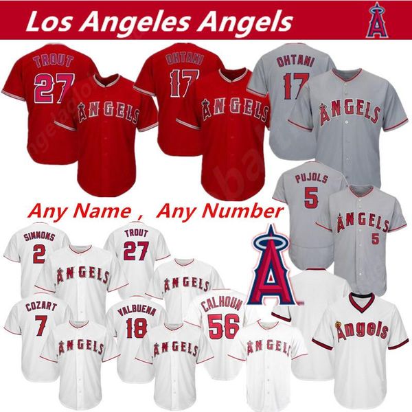 

2019 Angels Jerseys 27 Mike Trout Shohei Ohtani Albert Pujols Kole Calhoun Andrelton Simmons Luis Valbuena Jefry Marte Wilson Escobar Cozart